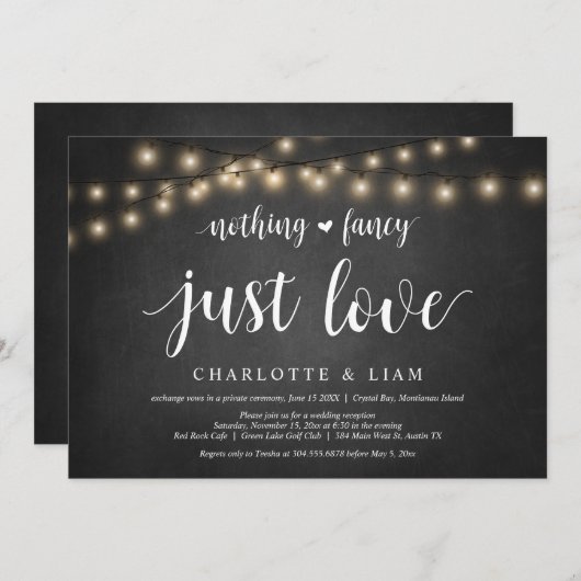 何もファンシーない、ちょうど愛、文字列の光、駆け落ち 招待状 (正面/裏面)