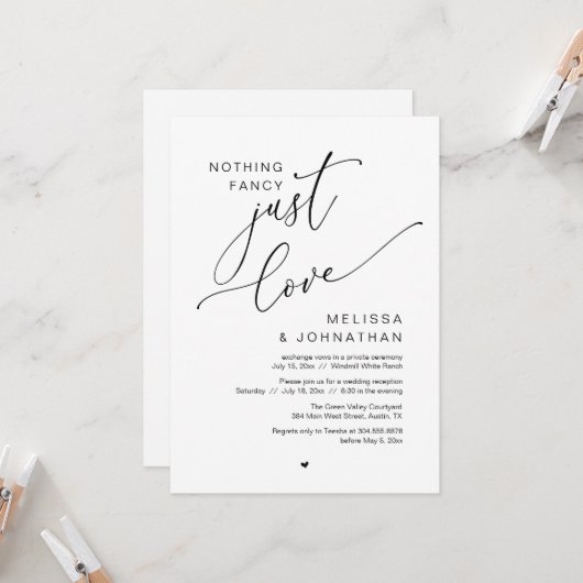 何もファンシーない、ちょうど愛、結婚披露宴ディナー 招待状 (正面/裏面インサイチュ)