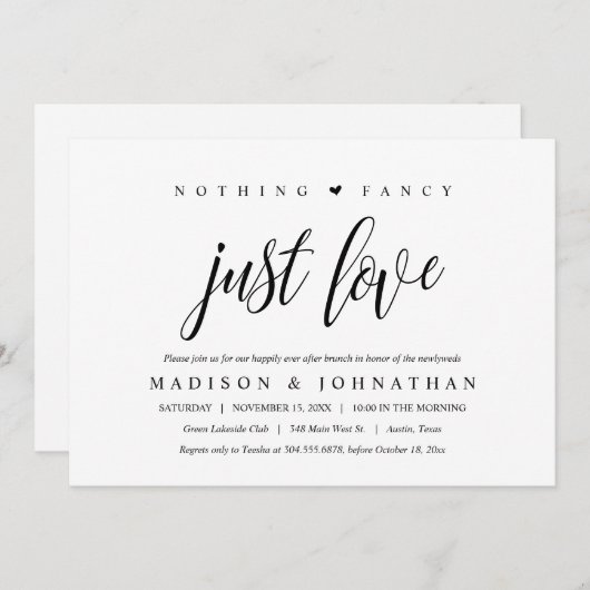 何もファンシーない、ブランチの後ずっと幸せに愛する 招待状 (正面/裏面)