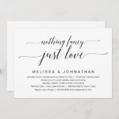 何もファンシーない、愛だ、結婚の駆け落ちパーティー 招待状 (正面/裏面)