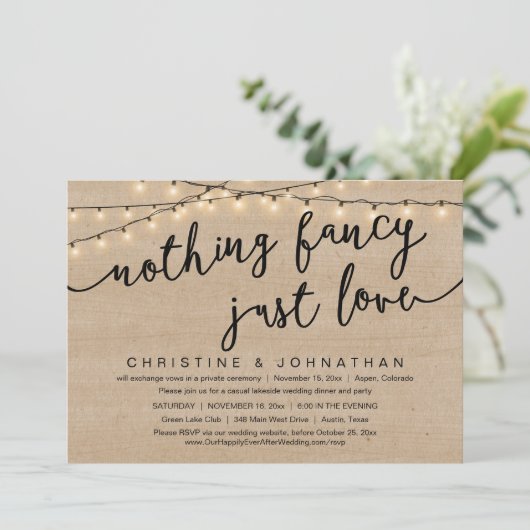 何もファンシーない、愛だ、結婚の駆け落ちパーティー 招待状 (スタンド正面)