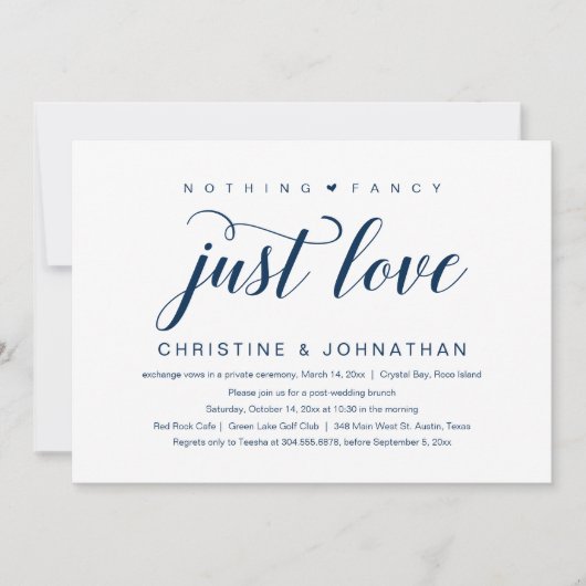 何もファンシーない、愛よ、結婚の駆け落ち 招待状 (正面)