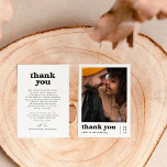 何もファンシーレトロGroovy Photo結婚's サンキューカード<br><div class="desc">私たちのエレガントNothing Just LoveレトロGroovyのコレクションに一致する写真ファンシーサンキューカード結婚。デザインの正面にはカスタム、あなたの写真と感謝してい「あなた」がレトロでグルーヴなフォントに加え、あなたの名前と日のsans serifのタイポグラフィでシンプルある。デザインの奥にはカスタム友人や家族に対し感謝していてお礼を言う心からのメッセージが入っている。このページにリンクされているコレクションを一致するセット結婚として表示する。何か感じ質問があれば自由に連絡して嬉しい救済よ！</div>