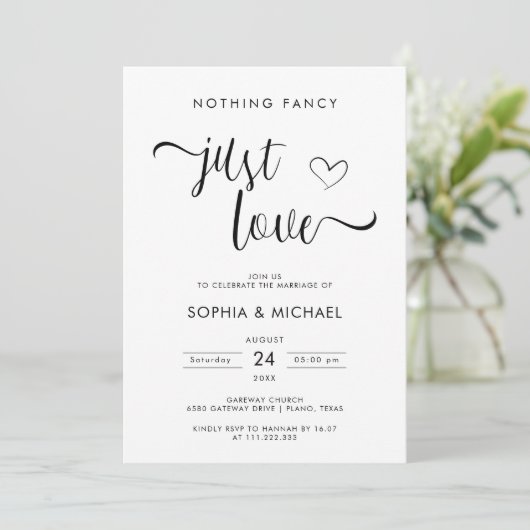 何もファンシー愛しないミニマル結婚披露宴 招待状 (スタンド正面)