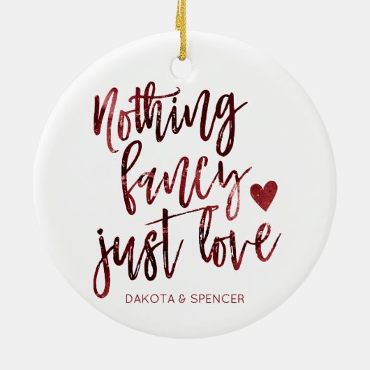 何もファンシー愛しない |ダーククリムゾンレッド結婚ズ セラミックオーナメント (裏面)