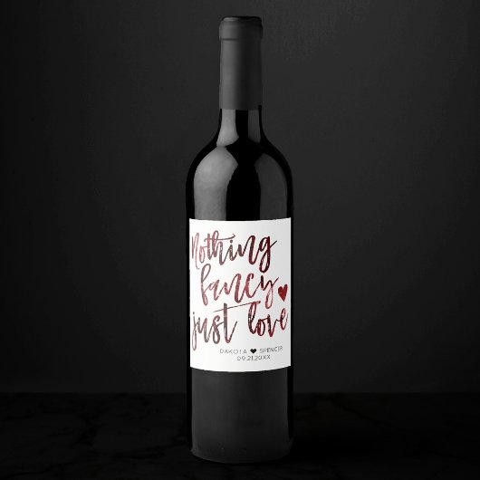 何もファンシー愛しない |ダーククリムゾンレッド結婚ズ ワインラベル