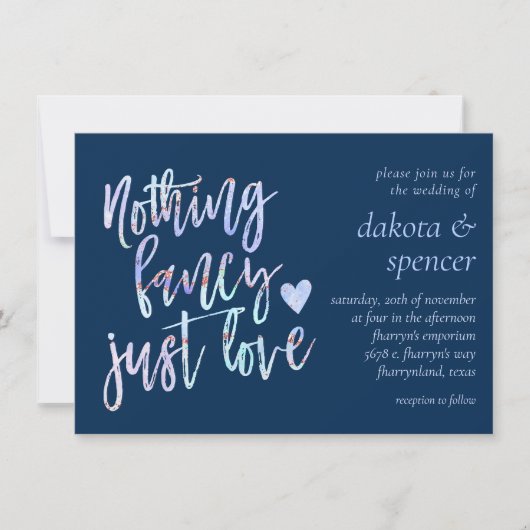 何もファンシー愛しない |海軍とパステル大理石 招待状 (正面)