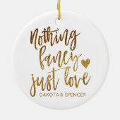 何もファンシー愛しない |金ゴールドハートミクロ結婚ス セラミックオーナメント (裏面)