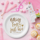 何もファンシー愛しない |金ゴールドハートミクロ結婚ス ペーパープレート (パーティー)