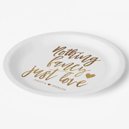 何もファンシー愛しない |金ゴールドハートミクロ結婚ス ペーパープレート (アングル)