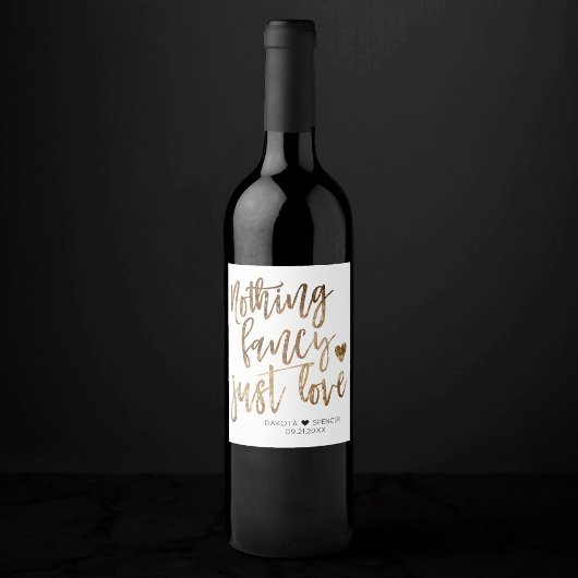 何もファンシー愛しない |金ゴールドハートミクロ結婚ス ワインラベル