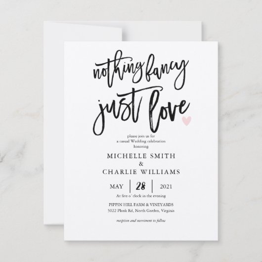何もファンシー愛のカジュアル結婚式招待状 招待状 (正面)