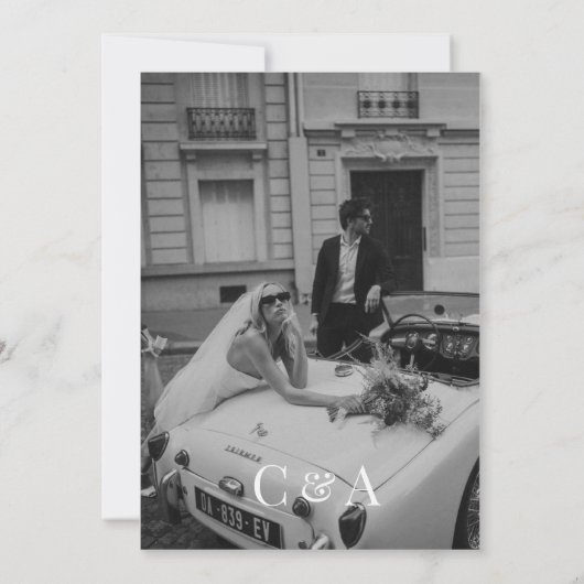 何もファンシー愛のスタイリッシュ結婚式招待状 招待状 (裏面)