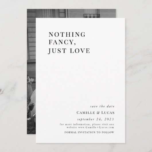 何もファンシー愛のスタイリッシュ結婚式招待状 招待状 (正面/裏面)