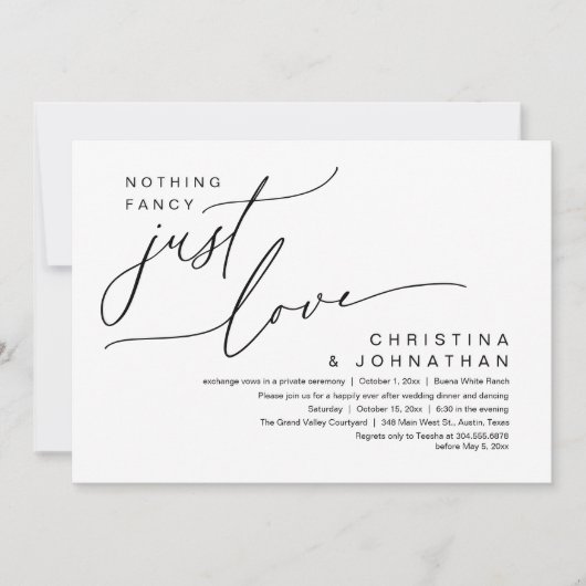 何もファンシー愛のディナ結婚ーパーティー 招待状 (正面)