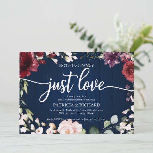 何もファンシー愛のバ結婚ルガンディ海軍ブルー 招待状 (スタンド正面)