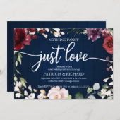 何もファンシー愛のバ結婚ルガンディ海軍ブルー 招待状 (正面/裏面)