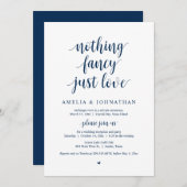 何もファンシー愛、駆け落ち、ネイビーブルー 招待状 (正面/裏面)
