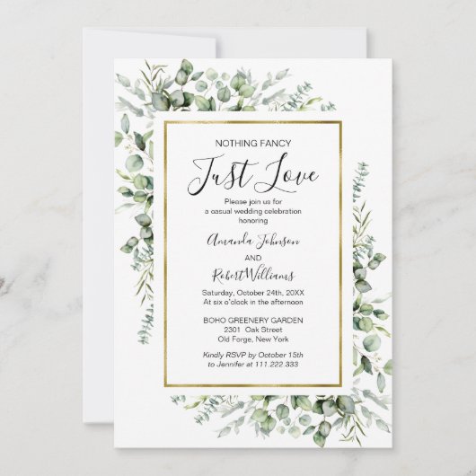 何もファンシー金ゴールド・グリーンのインビ結婚ーを愛しない 招待状 (正面)