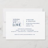 何もファンシー、ちょうど愛、ネイビーブルー、駆け落ち 招待状 (正面)