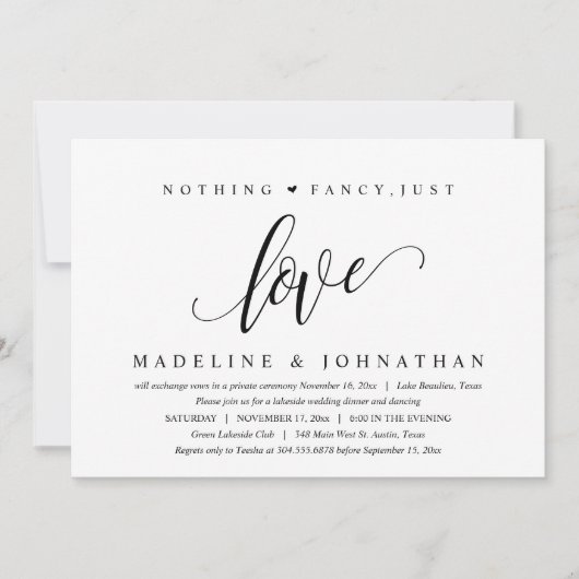 何もファンシー、パーティーの後で幸せに愛する 招待状 (正面)