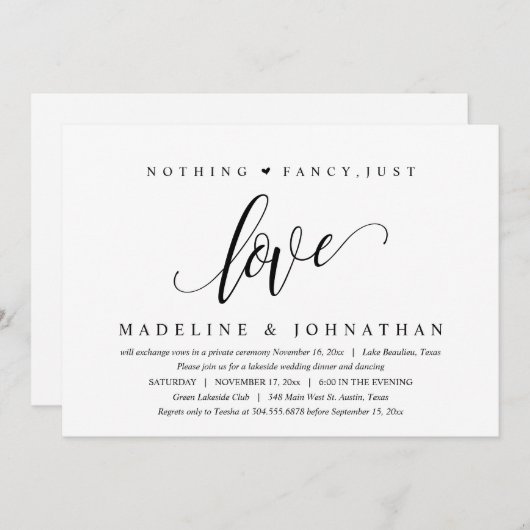 何もファンシー、パーティーの後で幸せに愛する 招待状 (正面/裏面)