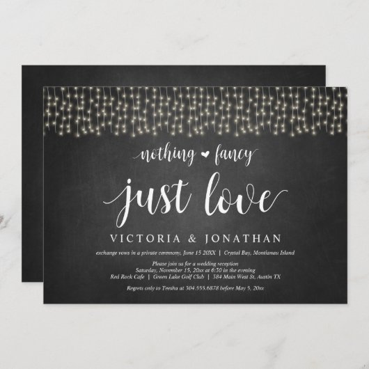 何もファンシー、愛のみ、文字列の光、駆け落ち 招待状 (正面/裏面)