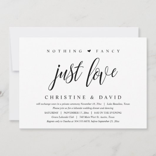 何もファンシー、愛は、パーティーの後で幸せに 招待状 (正面)