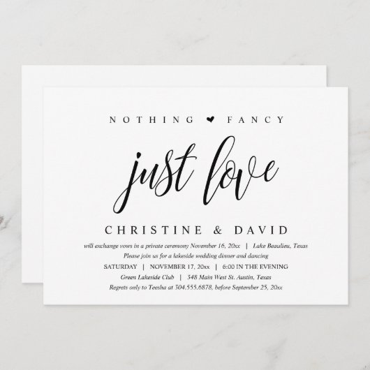 何もファンシー、愛は、パーティーの後で幸せに 招待状 (正面/裏面)