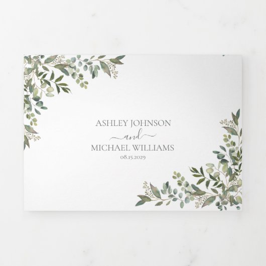 何もファンシーVellum Eucalyptusを愛して結婚いない 三つ折り招待状 (カバー)