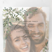 何もファンシーVellum Eucalyptusを愛して結婚いない 三つ折り招待状 (内部最初)