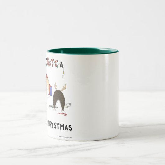 何もブルドッグのクリスマスを接合しません ツートーンマグカップ (中央)
