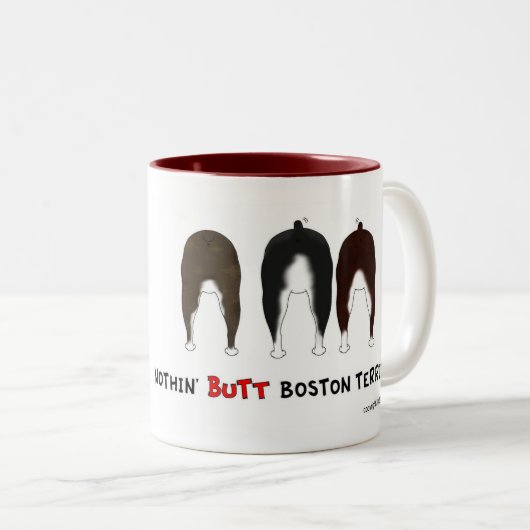 何もボストンテリアのマグを接合しません ツートーンマグカップ (正面右)