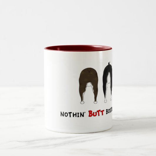 何もボストンテリアのマグを接合しません ツートーンマグカップ (中央)