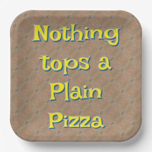 何も平らなピザのトップスタイポグラフィ文字 ペーパープレート (正面)
