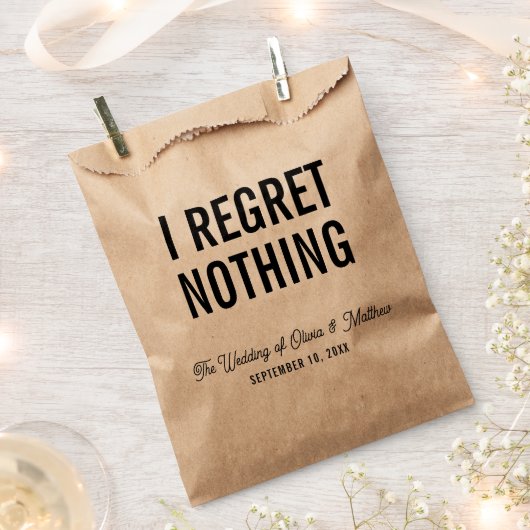 何も後悔しない。ウェディングパーティー/ホテルウェルカム フェイバーバッグ (クリップ留めされた状態)