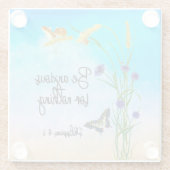 何も心配しないピリピ人4:6 ガラスコースター (裏面)