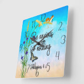 何も心配しないピリピ人4:6 スクエア壁時計 (傾斜)