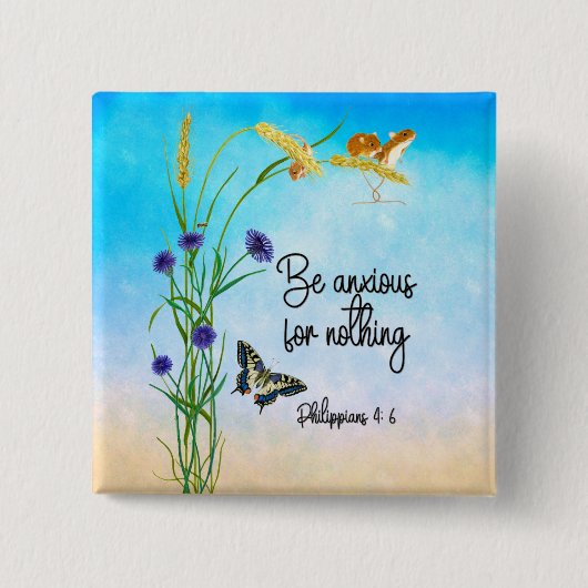 何も心配しないピリピ人4:6 缶バッジ (正面)