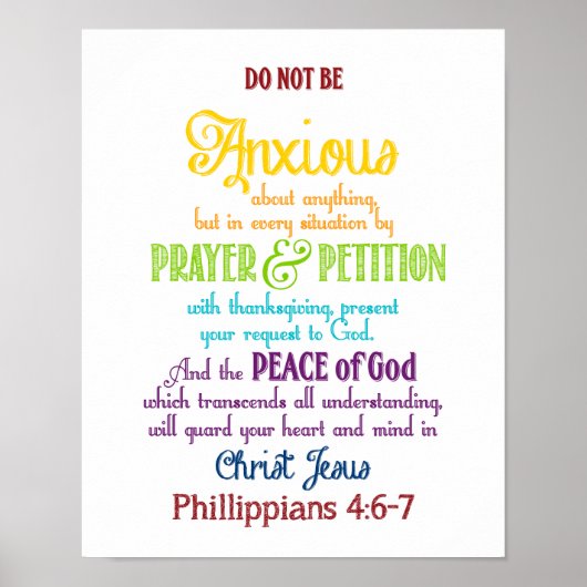何も心配しないピリピ人4:6-7 ポスター (正面)