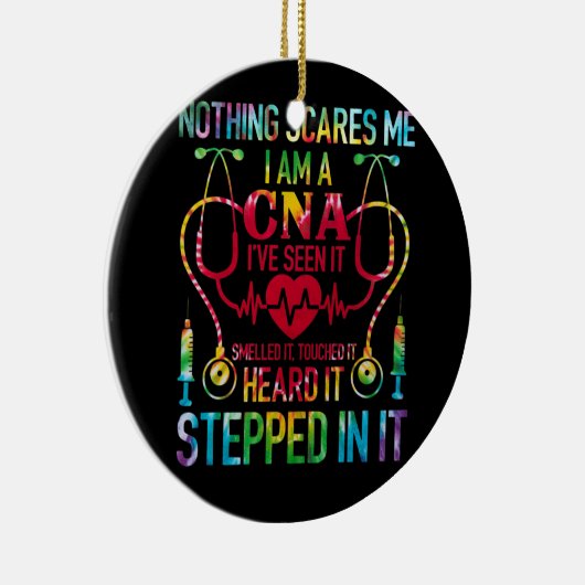 何も怖い私CNAナースジョブ恋人CNAナース セラミックオーナメント (右)