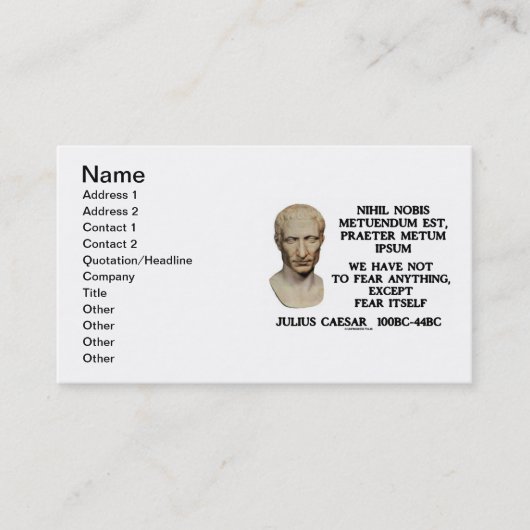 何も恐れないガイウス・ユリウス・カエサルは恐れを除外します 名刺 (正面)