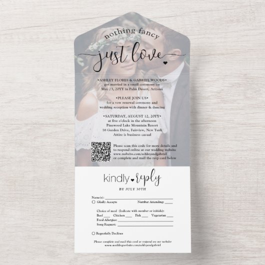 何も特別なものはない、ただ愛を誓う小さな式と写真 オールインワン招待状 (内側)