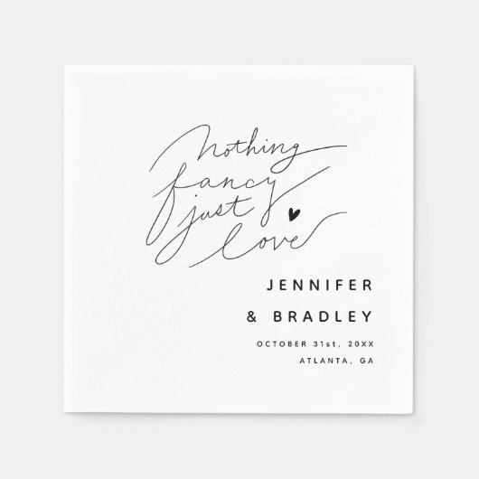 何も白ファンシーいディナーを愛していない スタンダードカクテルナプキン (正面)