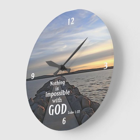 何も神と不可能ではないです ラージ壁時計 (傾斜)