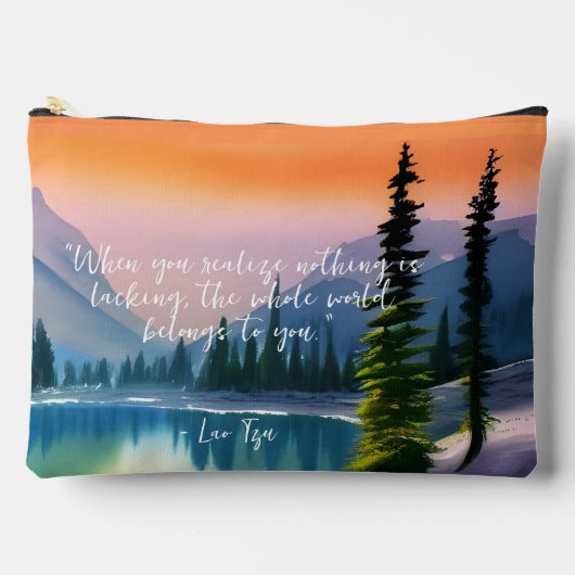 何も禅の引用文平和な湖のシーンを欠いている アクセサリーポーチ (正面)