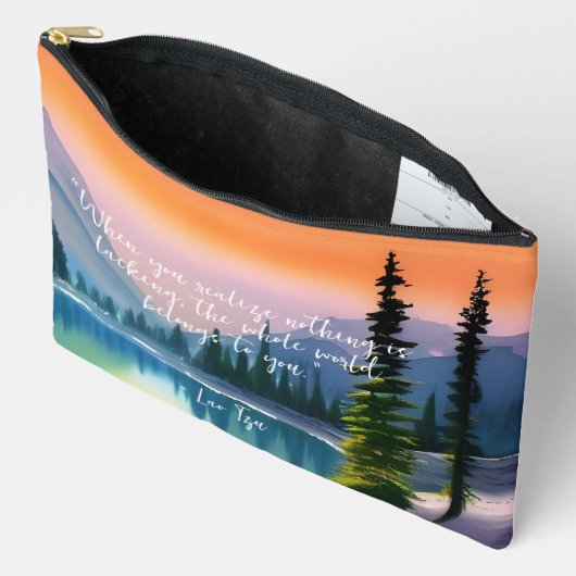 何も禅の引用文平和な湖のシーンを欠いている アクセサリーポーチ (見開き)