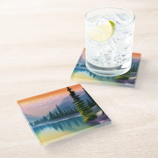 何も禅の引用文平和な湖のシーンを欠いている ガラスコースター (アングル)