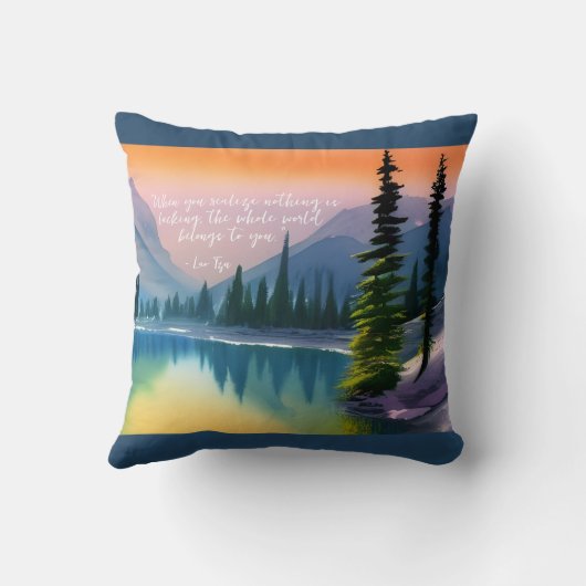 何も禅の引用文平和な湖のシーンを欠いている クッション (裏面)