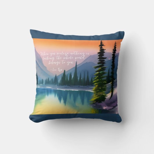 何も禅の引用文平和な湖のシーンを欠いている クッション (正面)